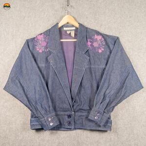 Mercedes & Adrienne Jean Jacket Blue Bird Vintage Long Sleeve Women's Size 12